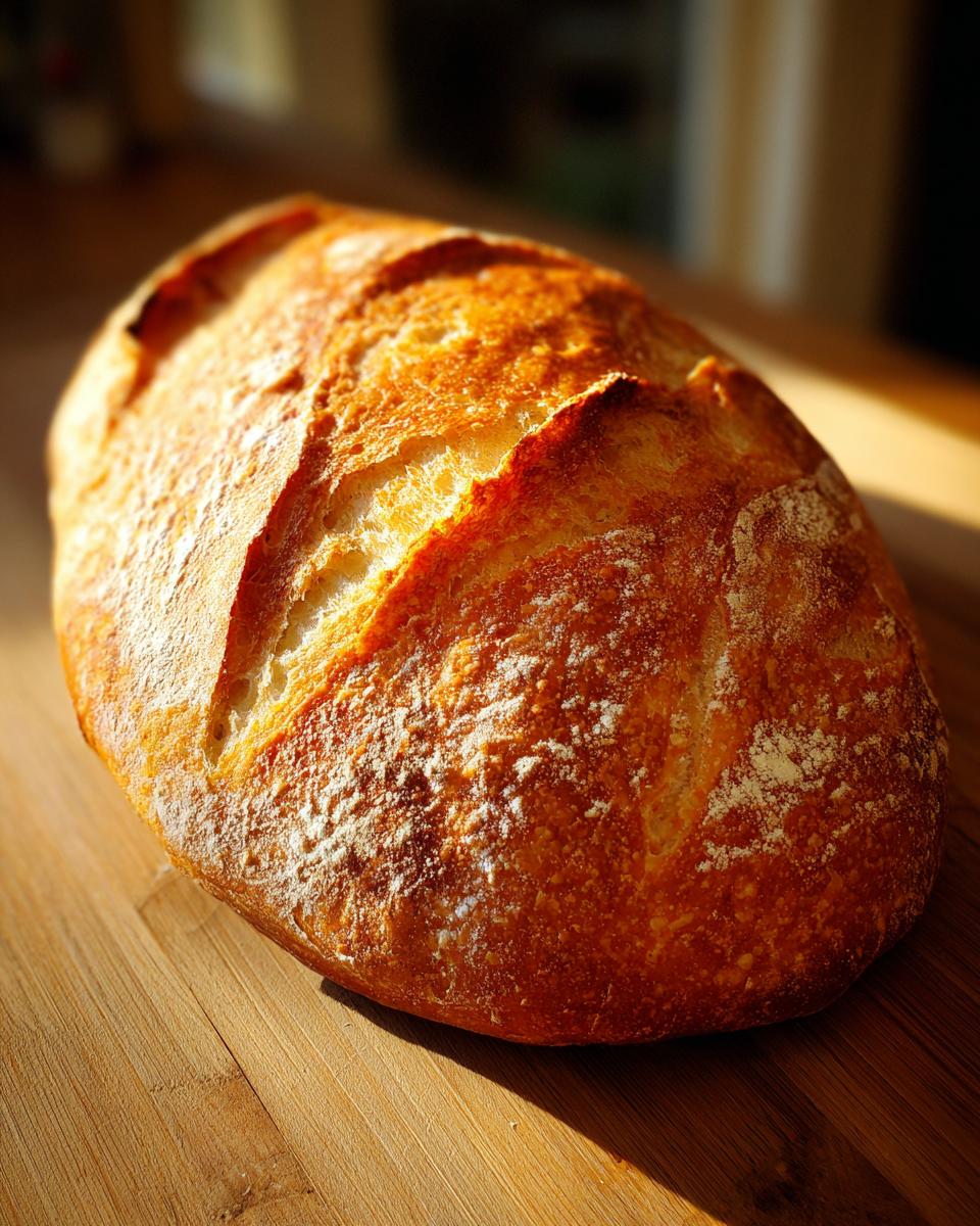 A beautifully baked loaf of soft French bread with a deeply golden, scored crust resting on a wooden cutting board.