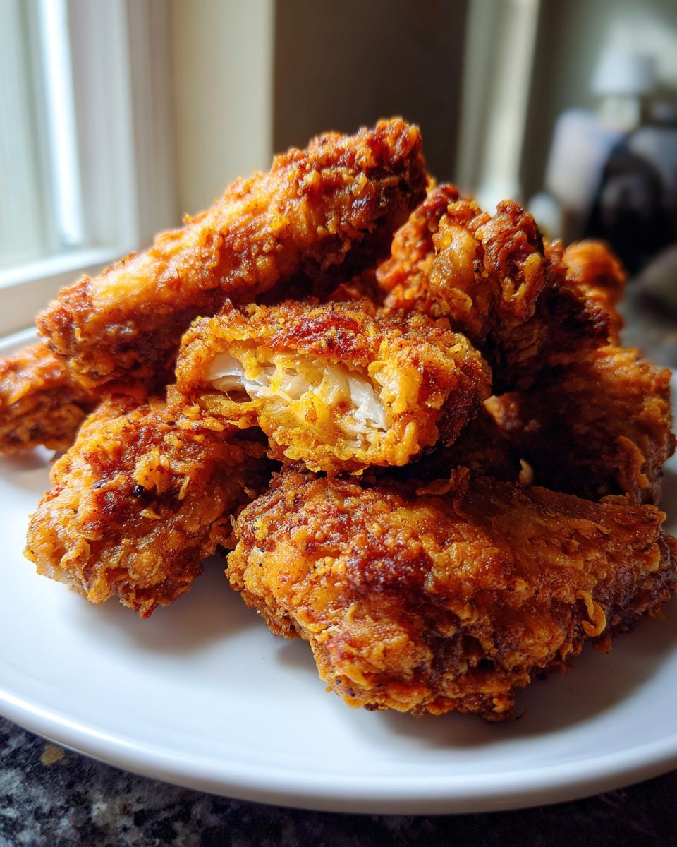 A pile of golden brown, crispy baked chicken wings on a white plate, one wing is broken open showing moist white meat.