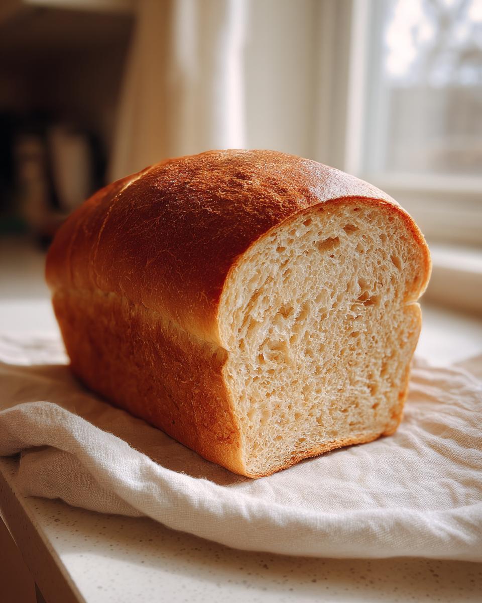 A golden-brown loaf of homemade whole wheat bread, sliced to show the soft interior crumb.